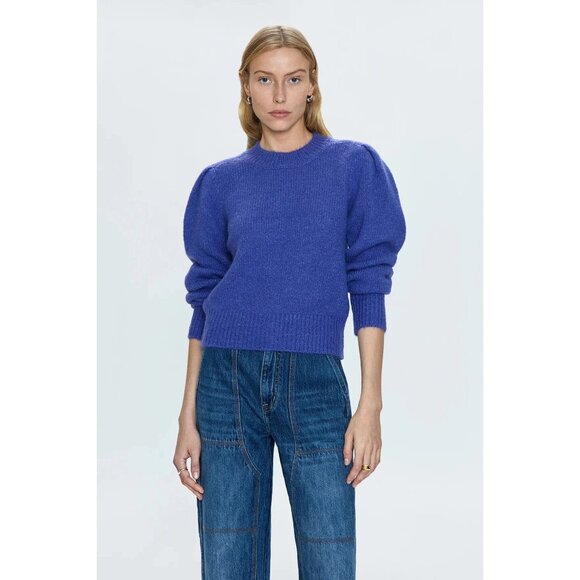 Woman's Periwinkle Pistola Colette Puff Sleeve Crewneck Alpaca Knit Sweater Sz S - Picture 3 of 12